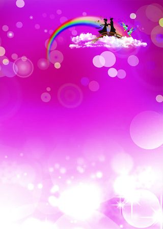 彩虹粉色鹊桥相会海报背景七夕情人节