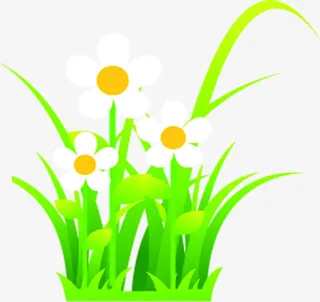 春天手绘小草花朵免抠