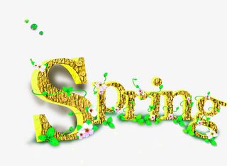 Spring金色立体字素材中国免抠