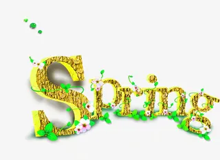 Spring金色立体字素材中国免抠