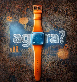 橙色手绘粉笔画手表海报背景