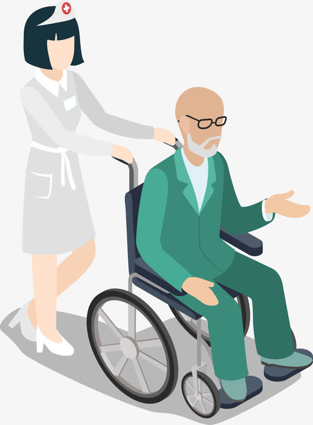 医护人员与老人免抠