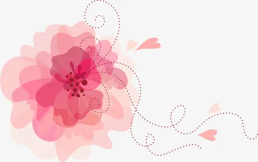 春天粉色手绘爱心花瓣免抠