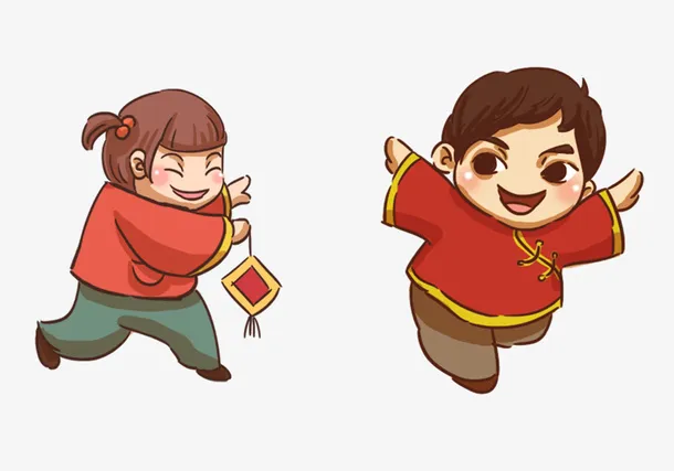 玩闹的小孩人物插画免抠