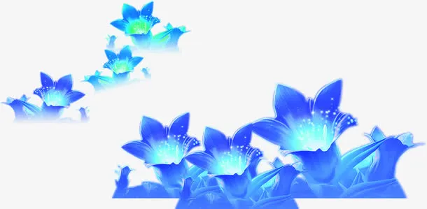 蓝色光效花朵免抠