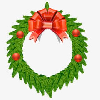 绿色手绘圣诞花环装饰免抠