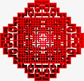 红色复古文艺边框几何免抠