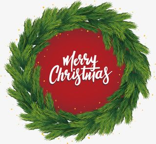 精美绿色松树枝圣诞海报免抠
