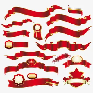 绶带矢量图红色免抠