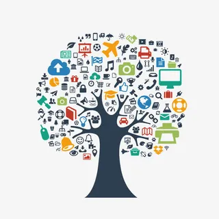 卡通圆圈彩色分支树状图免抠