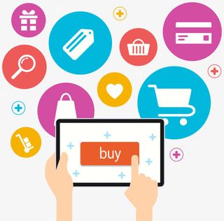 矢量手绘在线购物免抠