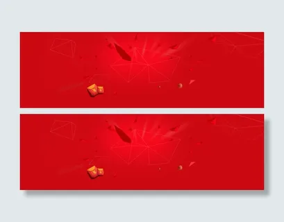 电商红色喜庆几何立体多边形背景banner