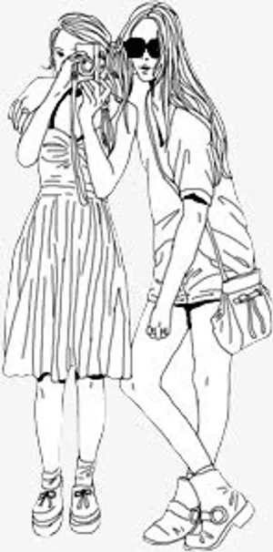 手绘英伦风手绘欧美 手绘女孩免抠