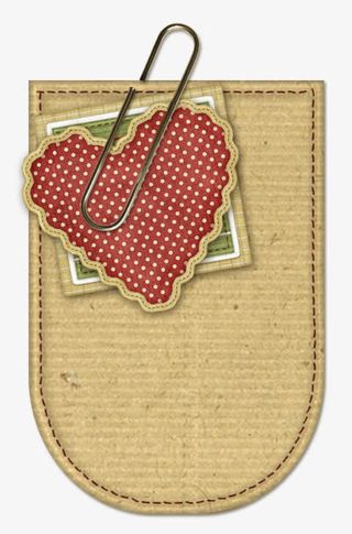 复古别针爱心素材免抠