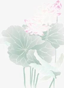 水彩画荷花免抠