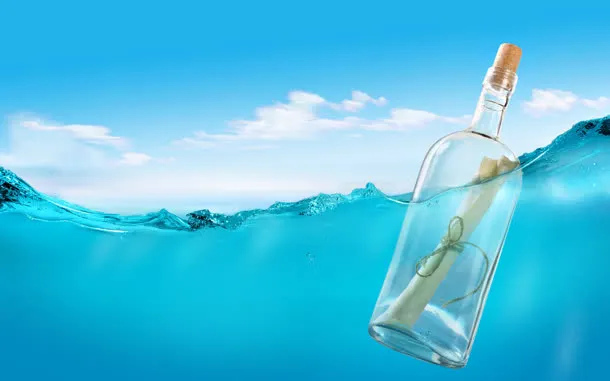 蓝天白云漂流瓶制作免抠