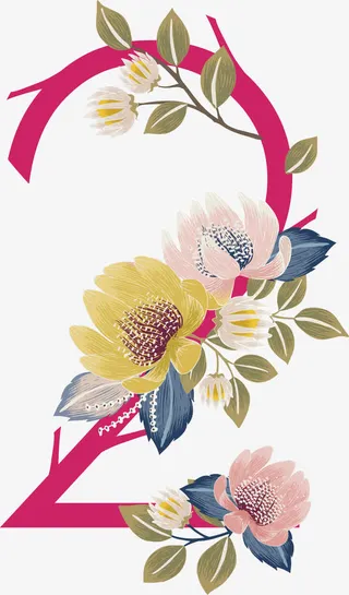彩色手绘唯美花朵植物免抠