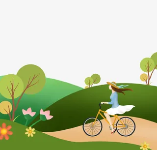 卡通春游出行创意海报插画免抠