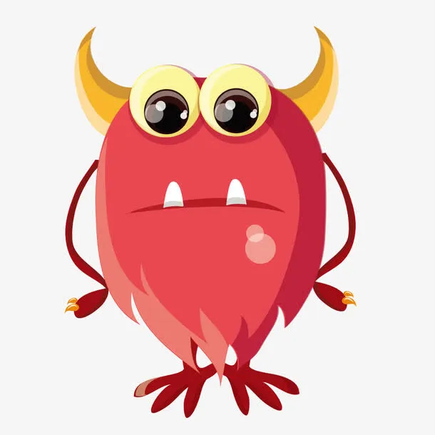 红色质感卡通牛角免抠