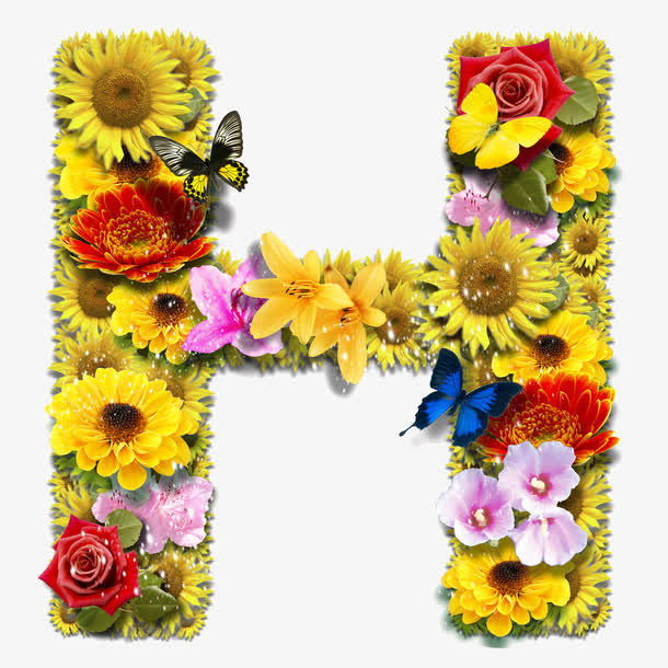 鲜花字母H免抠