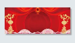 狗年中式灯笼大气红色banner高清