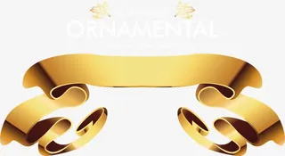 金色彩带PNG矢量元素免抠