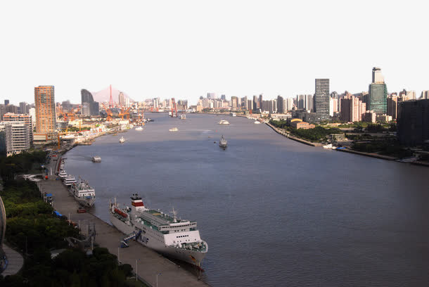 实拍俯瞰黄浦江免抠