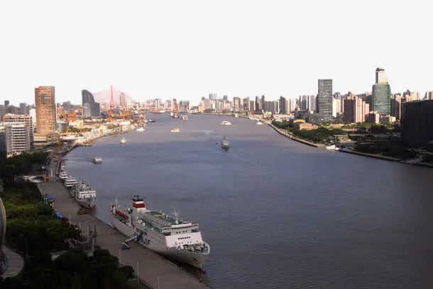 实拍俯瞰黄浦江免抠