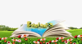 草地花朵书本背景素材