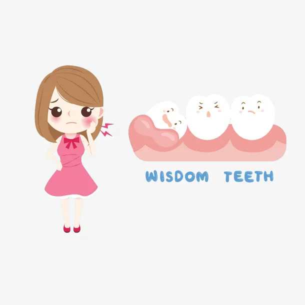 卡通女人因为智齿牙痛插画免抠免抠