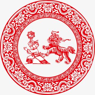 舞狮剪纸免抠手绘/卡通手绘元素
