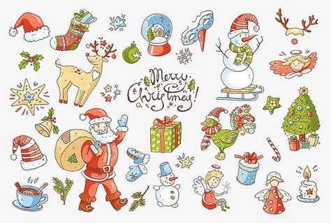 手绘圣诞节元素免抠