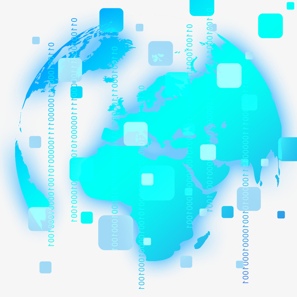 蓝色科技光效地球背景免抠