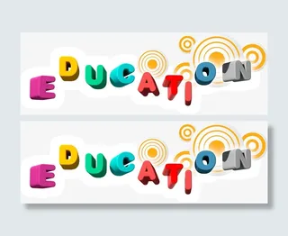 时尚创意立体彩色字体EDUCATION免抠