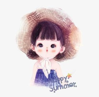 手绘卡通头像草帽免抠