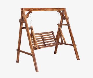 老实人实木秋千吊椅免抠