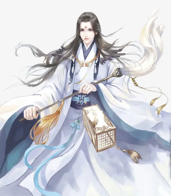 立绘原画游戏道士男子帅哥灯笼免抠