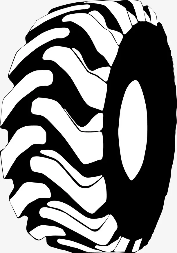 黑白风格立体矢量轮胎免抠