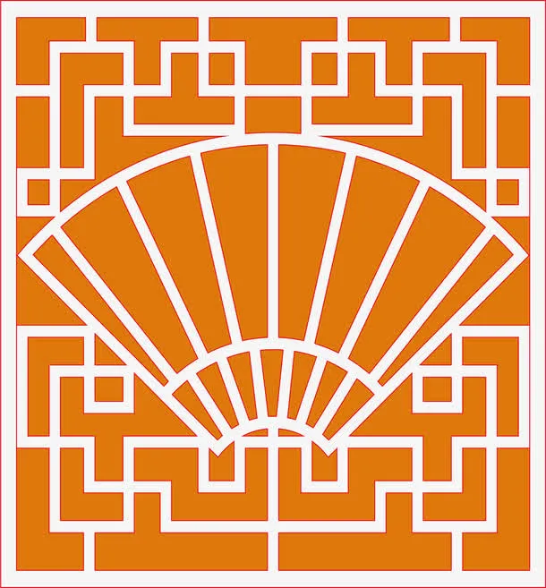 扇形的古典古风窗棂免抠