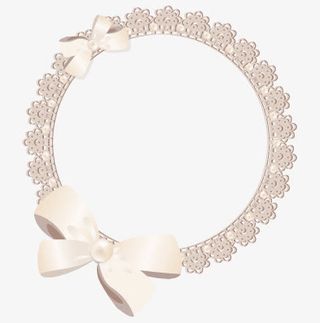 蝴蝶结装饰的圆形边框免抠