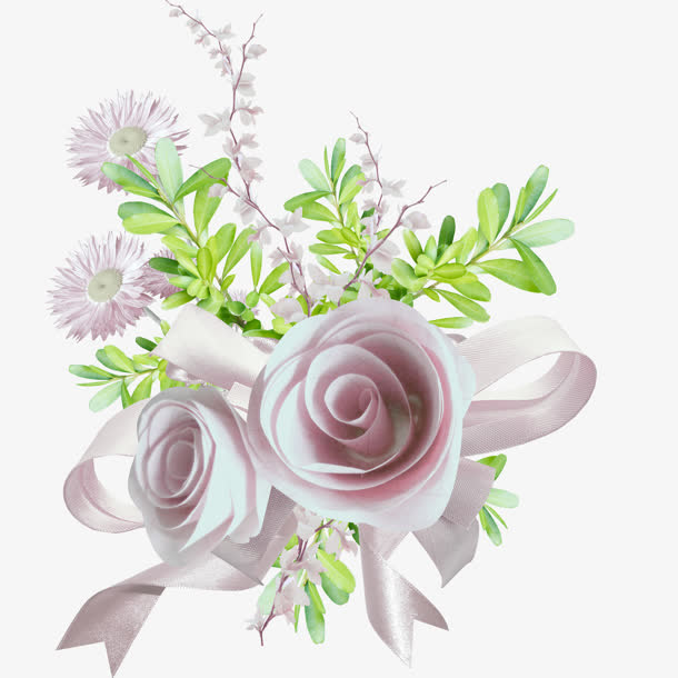 手绘白色玫瑰花png素材免抠