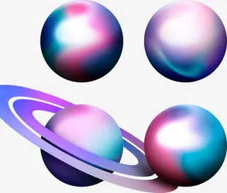 时尚渐变星球装饰图案免抠