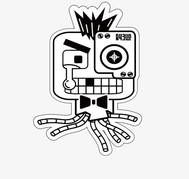 手绘卡通骷髅人矢量图免抠