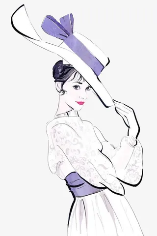 好莱坞美女奥黛丽赫本手绘免抠