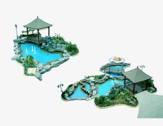 公园假山湖泊免抠