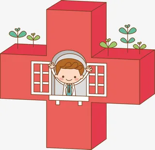 红色十字上的医生免抠