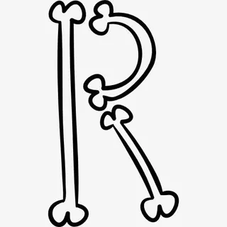 骨头的字体轮廓字母R 图标免抠