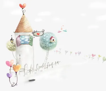 创意插画小鸟的房子免抠