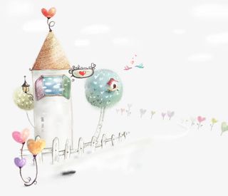 创意插画小鸟的房子免抠