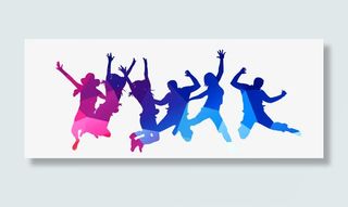 彩色几何跳起来的人群免抠